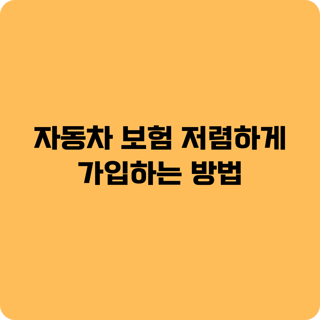 자동차 보험 싸게 가입하는 방법